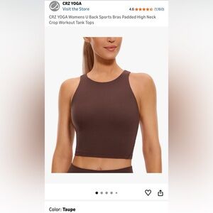 CRZ YOGA Womens U Back Sports Bras Padded High Neck Crop Workout Tank Tops